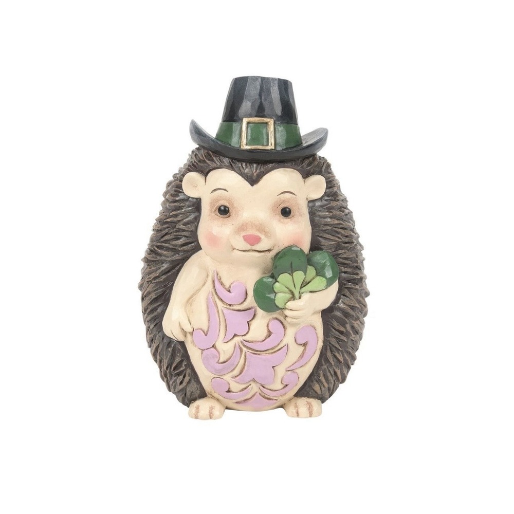 Jim Shore Heartwood Creek - Hedgehog wearing Green Hat and Clover 6014384